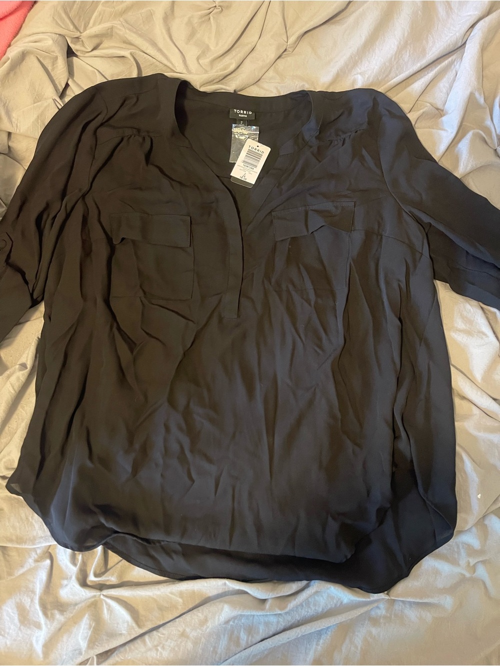 torrid Black V-Neck Pocket Blouse